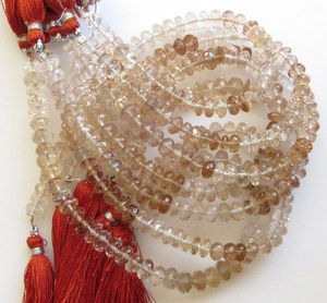 ลูกปัดพลอยโทแพซสีน้ำตาลทรงรอนเดลเหลี่ยมเพชรพลอยธรรมชาติ เกรดพรีเมียม สำหรับทำเครื่องประดับ - Product Image 1