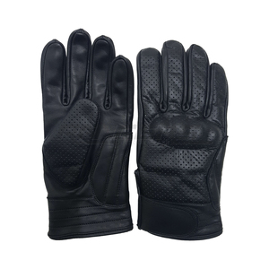 Gants de moto perforés en cuir véritable respirant pour la course, équipement de performance, gants de motard d'été à doigts complets - Product Image 1