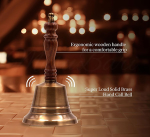 Campana de Mano Moderna de Latón para el Hogar, Oficina, Jardín, Llamadas y Eventos Festivos con Mango de Madera y Campana de Mano de Latón Resistente - Product Image 2