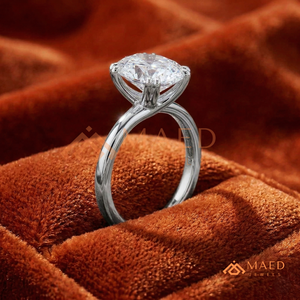 White Gold Polished Double-Prong Oval Promise <b>Ring</b> – Sophisticated Bridal <b>Solitaire</b> Minimalist <b>Silver</b> Oval Moissanite <b>Ring</b> - Product Image 2