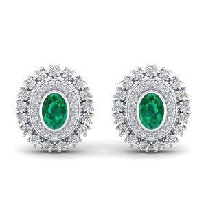 REYES Luxury 14K Solid Gold IGI Certified Diamond Screw <b>Back</b> Stud <b>Earrings</b> Oval Cut 0.86 Carat Emerald Gemstone Fine Jewelry - Product Image 2