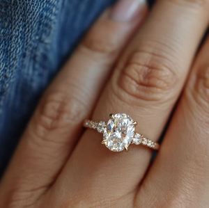 Anillo de Plata de Ley 925 con Moissanita de Corte Ovalado para Unisex, Anillo Clásico Solitario de Oro para Boda, Compromiso, Aniversario, Joyería Fina - Product Image 3