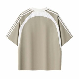 Camiseta Oversize Rosa de Manga Raglán para Hombre, Casual, Cuello Redondo, Tejida, Color Sólido con Ribete en Contraste, Diseño Liso - Product Image 5