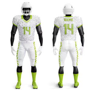 ชุดยูนิฟอร์มอเมริกันฟุตบอลชายคุณภาพสูง แบบกำหนดเองได้ ขายส่ง MOQ ต่ำ ระบายอากาศได้ดี เสื้อเจอร์ซีย์แขนสั้นและกางเกงขาสั้นสำหรับทีม - Product Image 1