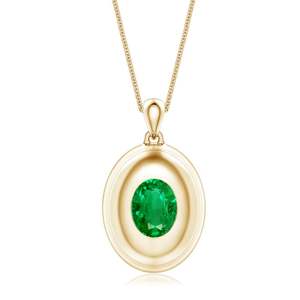 New Arrival Bold Punk Handmade <b>Pendant</b> 14K Gold Oval Cut Natural 12*10MM 4.51Ct Green <b>Emerald</b> Men’s Medallion <b>Pendant</b> With Chain - Product Image 1