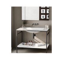 Lavabo rectangulaire en marbre à poser sur comptoir, meuble de salle de bain en bois, design moderne, finition plaquée or, égouttoir facile à nettoyer