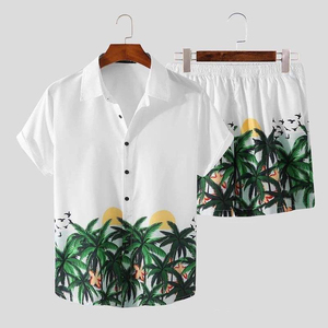 AL SAWAN INTERNATIONAL Herren Tierdruck Kurzarm-Hemd und Shorts Set mit Umlegekragen, Sommer-Freizeitkleidung, Atmungsaktiv, Luftschicht-Design - Product Image 2