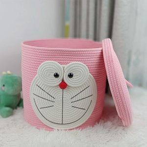 ตะกร้าเก็บผ้าโดราเอมอนพรีเมียมพร้อมฝาปิด ดีไซน์การ์ตูนน่ารัก เชือกฝ้ายเป็นมิตรกับสิ่งแวดล้อม - Product Image 6