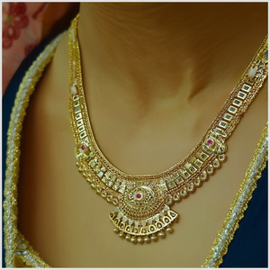 Conjunto de Collar con Diseño Geométrico, Chapado en Oro, Joyería Fina de Moda, Principalmente de Titanio con Circonita y Perla -11058729GL - Product Image 3