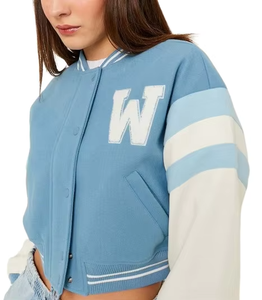 Crop Top <b>Varsity</b> <b>Jacket</b> <b>for</b> <b>Women</b> Thick Baseball Style Coat at Wholesale Price Cropped Letterman <b>Jacket</b> - Product Image 3