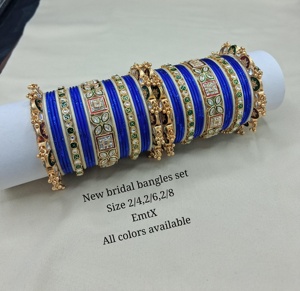 PADMAWATI BANGLES PRIVATE LIMITED High Quality Luxury <b>Tungsten</b> Gold Plated Multi Color Ethnic Indian Traditional Women's Bangles - Product Image 3