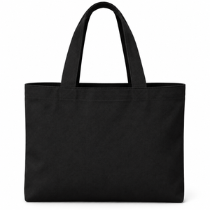 Large <b>Black</b> Recyclable Canvas Tote <b>Bag</b> with <b>Top</b> <b>Handle</b> Screen Printed for Daily Use Party & Suit - Product Image 1