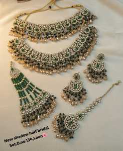 Nuevo Conjunto de Joyería Nupcial de Aleación Shadow Half, Lujoso, Chapado en Oro Antiguo, con Perlas y Borlas, Pendientes, Maang Tikka y Gargantilla para Boda de Mujer - Product Image 2