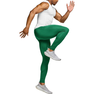 Leggings de Compresión Largos para Hombre, Color Verde, Cintura Elástica, Spandex, Nailon, Diseño Sólido, Ropa Deportiva - Product Image 2