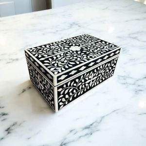 Handcrafted Natural Bone Jewellery Storage <b>Box</b> with Intricate <b>Floral</b> Design, Luxury Decorative Organizer for Rings, Jewellery, - Product Image 2