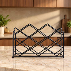 Porte-bouteilles en métal nid d'abeille avec poignée en bois, support de rangement pour 9 bouteilles, pour comptoir de bar à domicile, cave et présentation en restaurant - Product Image 6
