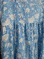 Robe longue d'été élégante à col carré, volants, sans manches, taille haute, imprimé floral, en coton tissé pour femme
