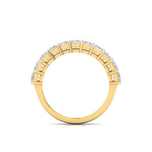 Luxury Princess Cut Lab Grown Diamond Half <b>Eternity</b> <b>Ring</b> in 925 <b>Sterling</b> <b>Silver</b> with Gold Plated Finish for Women - Product Image 3