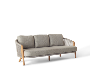 โซฟาไม้สักแท้สุดหรูสำหรับห้องนั่งเล่นกลางแจ้งสไตล์โมเดิร์น  แบบสามที่นั่ง  ด้านข้างถักด้วยเชือก  ทนน้ำ เป็นมิตรกับสิ่งแวดล้อม  หนาพิเศษ - Product Image 1