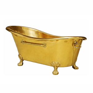 Baignoire à pattes en laiton poli de designer avec porte-serviettes et anneaux, fabriquée par un fournisseur indien pour adultes, pour salle de bain de luxe - Product Image 3