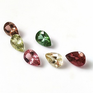 Ensemble de 6 pierres précieuses de tourmaline naturelle du Zambie calibrées, multicolores pastel, taille poire, 6x9 mm, 7,30 carats au total - Product Image 2