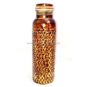 Pure <b>Copper</b> Hammered <b>Bottle</b> With Polish Finished Indian Hand Made Health Benefits <b>Copper</b> <b>Bottle</b> Metal <b>Drinking</b> Water <b>Bottle</b> - Product Image 2