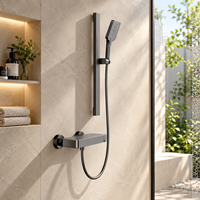 Ensemble de douche portable pressurisé avec douchette à effet pluie et plateforme de rangement pour projets hôteliers