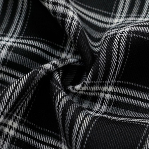 Women's Black <b>White</b> Plaid <b>Wrap</b> Skirt With Side Lace Up And Button Closure - Product Image 4