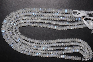 Cuentas de piedra lunar de arcoíris natural facetadas, piedras preciosas de 6-7mm con piedra lunar única facetada - Product Image 2