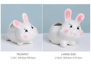 Cute Dolomite Rabbit Planter For Home Decoration In Kitchen Living Room Desktop Or Bathroom Perfect With Artificial Flowers