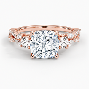 Anillo de Compromiso de Diamantes con Corte Cojín, Tres Piedras, Oro Amarillo de 14K, Diamantes Cultivados en Laboratorio, Certificado IGI, Anillo de Boda para Mujer, Regalo de la India - Product Image 3