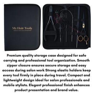 Kit d'outils professionnels pour extensions de cheveux noirs avec pince à sertir à 2 trous en acier inoxydable et outils d'installation Microlink - Product Image 5
