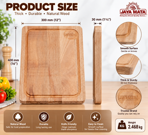 Tabla de Cortar Rectangular de Madera Natural Resistente con Ranura para Jugos, Apta para Lavavajillas, 2 cm de Grosor, para Carne y Verduras - Product Image 5