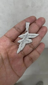 Pendentif personnalisé lettre F initiale, Moissanite taille baguette, style Hip Hop, collier prénom personnalisé, pendentif Iced Out - Product Image 1