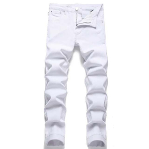 Men’s Mid Waist Tapered Pencil Denim Jeans Stretch Heavyweight Cotton Medium Wash Formal Autumn Winter <b>Pants</b> - Product Image 2