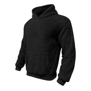 Sudadera con Capucha de Forro Polar Negro para Hombre, Corte Regular, Informal, con Bolsillo Delantero, Estampado Digital Otoñal - Product Image 1