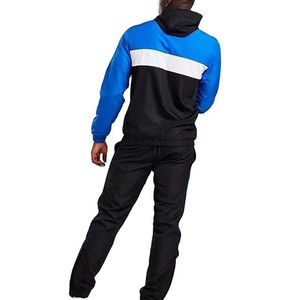 Ensemble de survêtement homme color block avec veste à capuche zippée et pantalon blanc – Tenue décontractée et sportive coupe régulière pour le printemps, respirante - Product Image 2