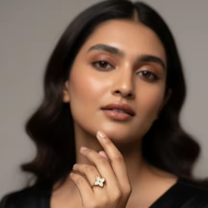 Anillo Ajustable con Flor de Trébol Chapado en Oro para Mujer, Joyería de Moda - Product Image 3