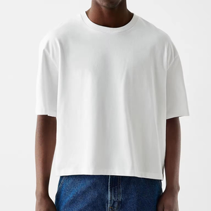 T-shirt en coton blanc pour homme de haute qualité, manches courtes, col rond, coupe classique, jersey tricoté, couleur unie, vente en ligne - Product Image 1