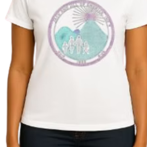เสื้อยืดโลโก้ทรงกลมสีขาวสำหรับผู้หญิง ลำลอง สตรีทแวร์ สวมใส่สบาย แฟชั่นไลฟ์สไตล์ เสื้อผ้าชั้นนำ - Product Image 6