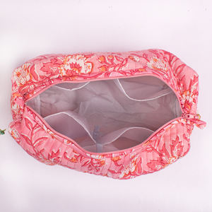 Sac de maquillage multifonctionnel à imprimé floral en coton, écologique, lavable, grande capacité, organiseur de cosmétiques de voyage - Product Image 5