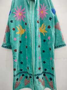 Manteau long en velours imprimé floral cœur d'amour, style Kantha indien, pour femme, avec cordon de serrage, 100 % coton - Product Image 5