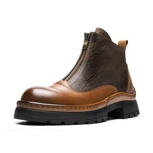 Botas de Motocicleta Cortas de Cuero Genuino para Hombre, Diseño con Cremallera, Transpirables y Cómodas - Product Image 5