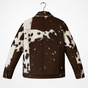 Veste en cuir de vache véritable pour homme, motif vache tachetée marron et blanc, style western, manteau de camionneur vintage, vêtement d'extérieur pour motard - Product Image 5