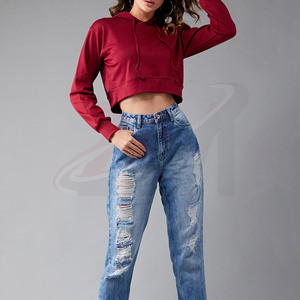 เสื้อฮู้ดดี้ครอปสีน้ำเงินเข้มสุดหรู ขนาดพลัสไซส์ สินค้ามาใหม่ ขายดี ผ้าฝ้ายฟลีซ 100% สวมใส่สบาย แบรนด์สั่งทำพิเศษ - Product Image 4