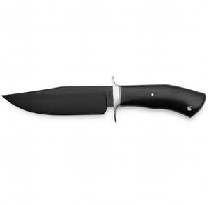 Couteau utilitaire à lame fixe personnalisé noir mat, manche ergonomique en bois d'ébène, outil de découpe pour barbecue extérieur - Product Image 1