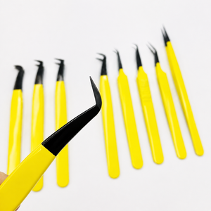 Pince à épiler professionnelle en acier inoxydable pour extensions de cils, à pointe inclinée et courbée, pour isolation de volume, outil durable et écologique - Product Image 1