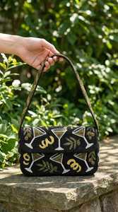 Dirty Martini Cocktail Hand-Beaded Shoulder Bag - Black, <b>Green</b>, and Gold Olive <b>Purse</b> - Product Image 2