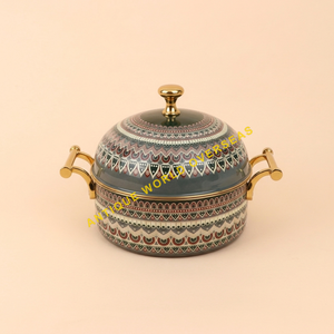 Olla de Acero Inoxidable de Lujo con Aislamiento Térmico y Patrón Geométrico, Antiadherente, de 28 cm, Duradera, con Tapa, para Mantener la Comida Caliente - Product Image 4