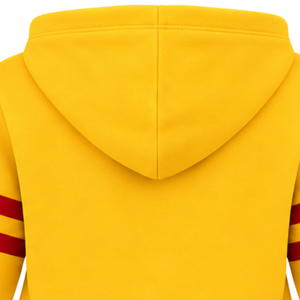 PDK Women Fleece Hoodie Yellow Gold Red Open Book <b>Candle</b> 1923 Varsity Stripes Hooded Pullover Sweatshirt Ribbed Cuffs Hem Top - Product Image 6